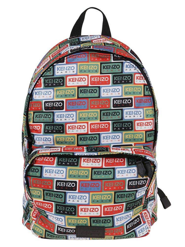 KENZO Labels Logoprinted Zipped Backpack in Gray for Men Lyst