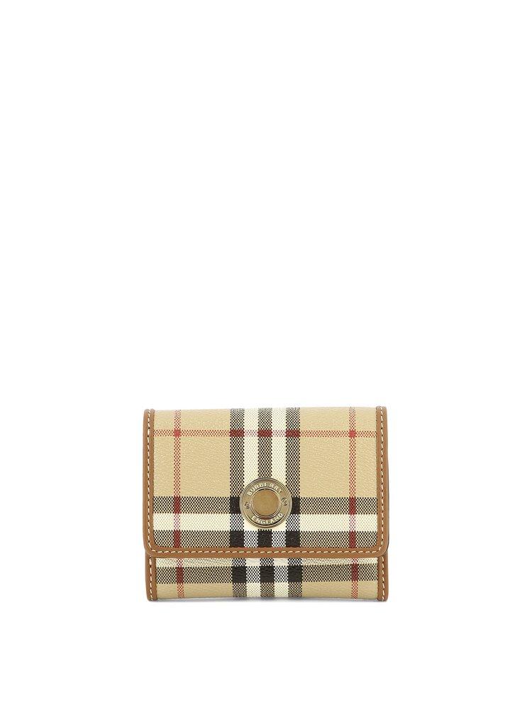 Burberry neutrals Floral Check Print Leather Card Wallet