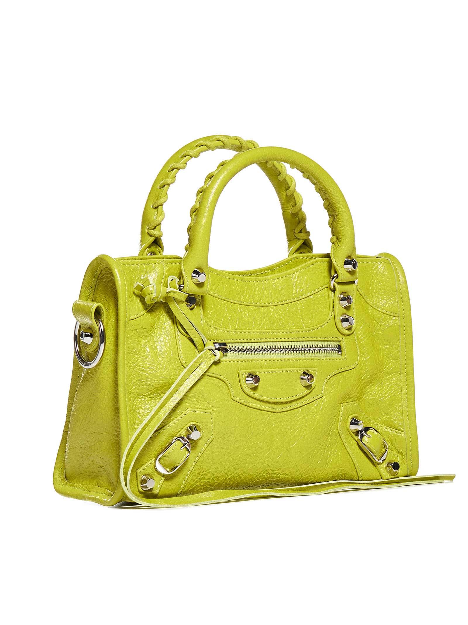 Balenciaga Mini City Leather Bag in Lime - Lyst