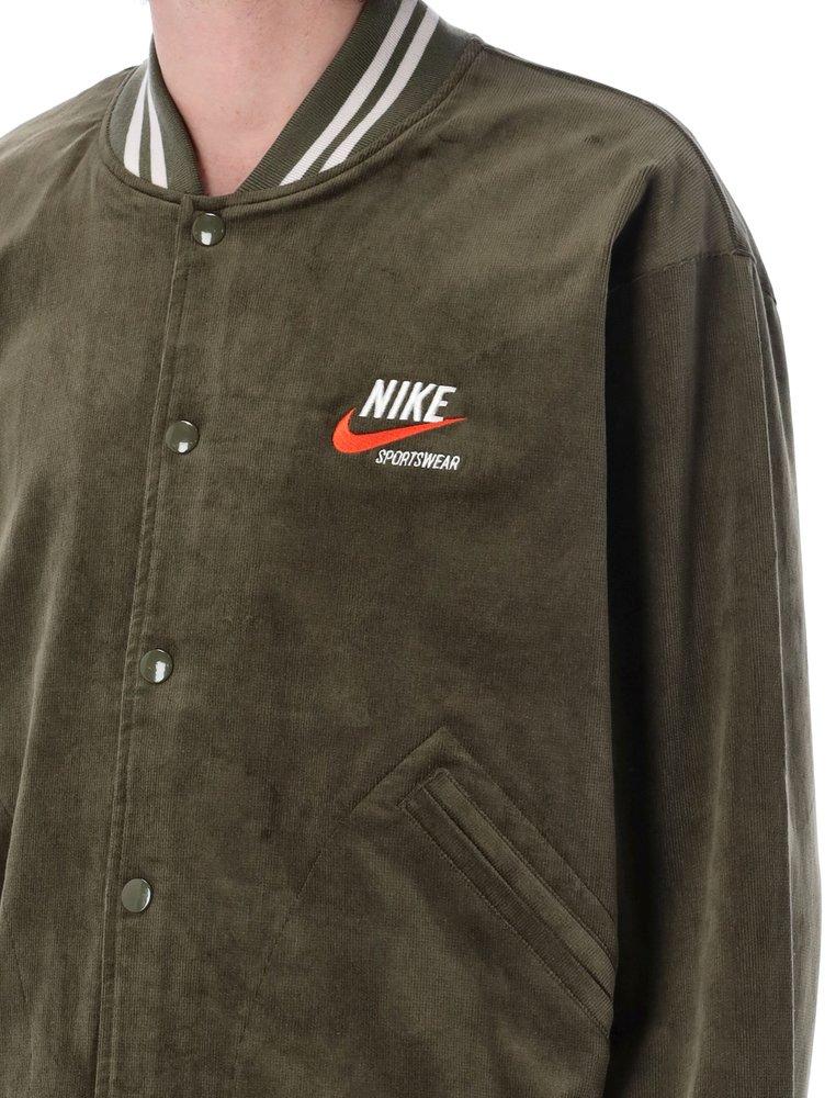 Nike Logo On Diagonal Stripes Bomber Jacket - Tagotee