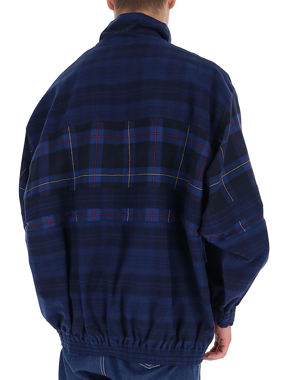 Balenciaga Wool Plaid Zip-up Jacket in Navy (Blue) for Men | Lyst