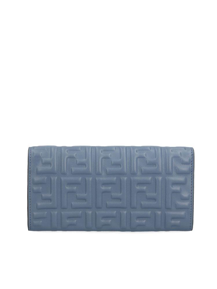 Fendi Ff Motif Baguette Continental Chain-linked Wallet in Blue