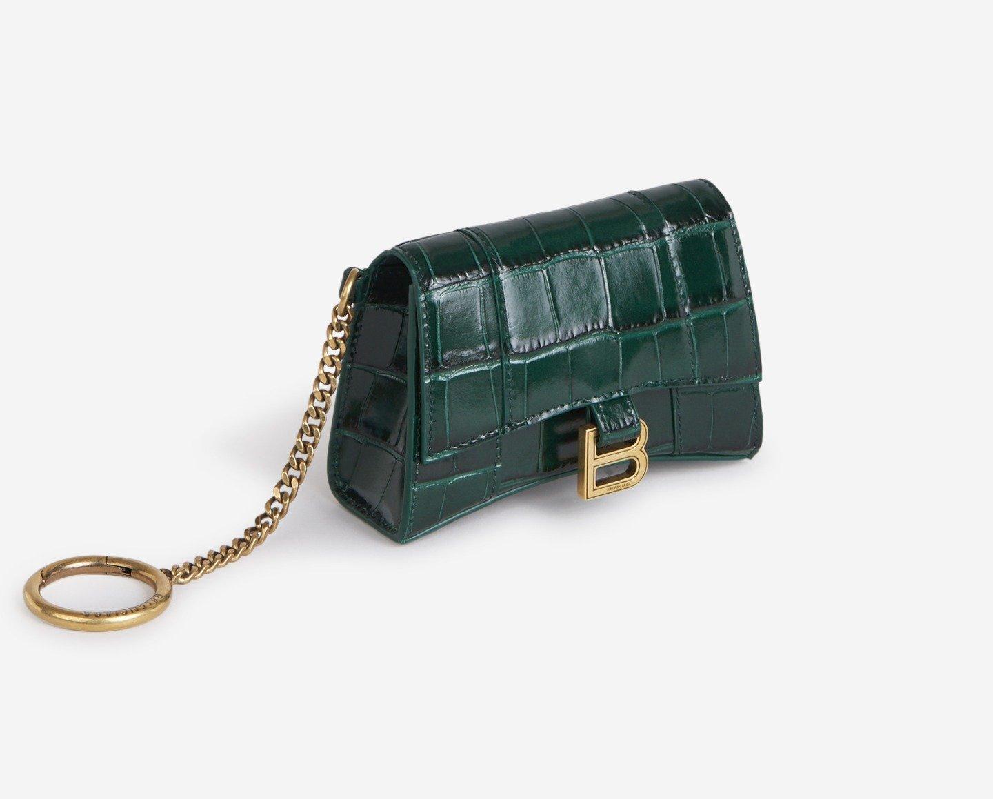 Balenciaga Hourglass Keychain Card Holder in Green | Lyst
