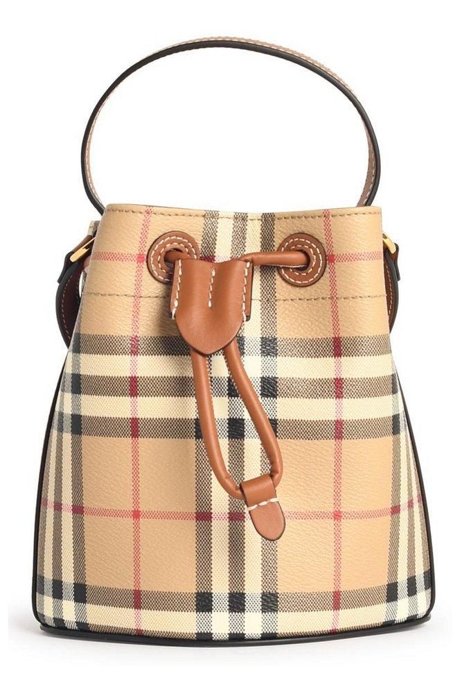 Burberry Check Printed Drawstring Bucket Bag | Lyst