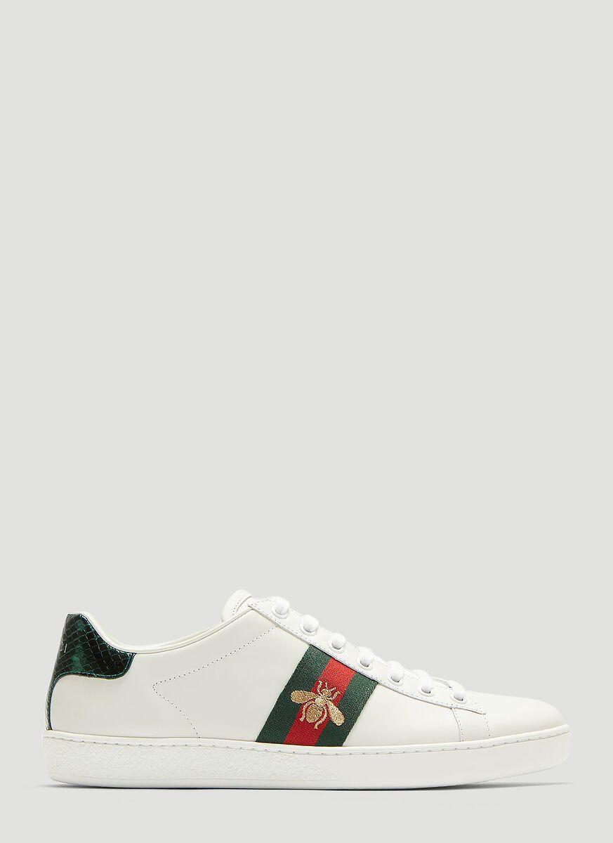 Gucci Leather Ace Embroidered Bee Sneakers in White - Save 22% - Lyst