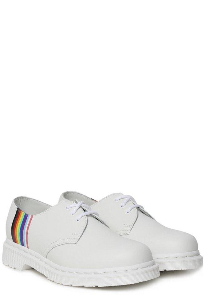 Dr. Martens Rainbow Print Lace-up Oxfords in White