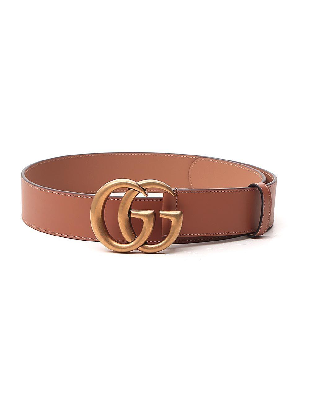 Gucci Leather GG Buckle Belt in Brown - Lyst