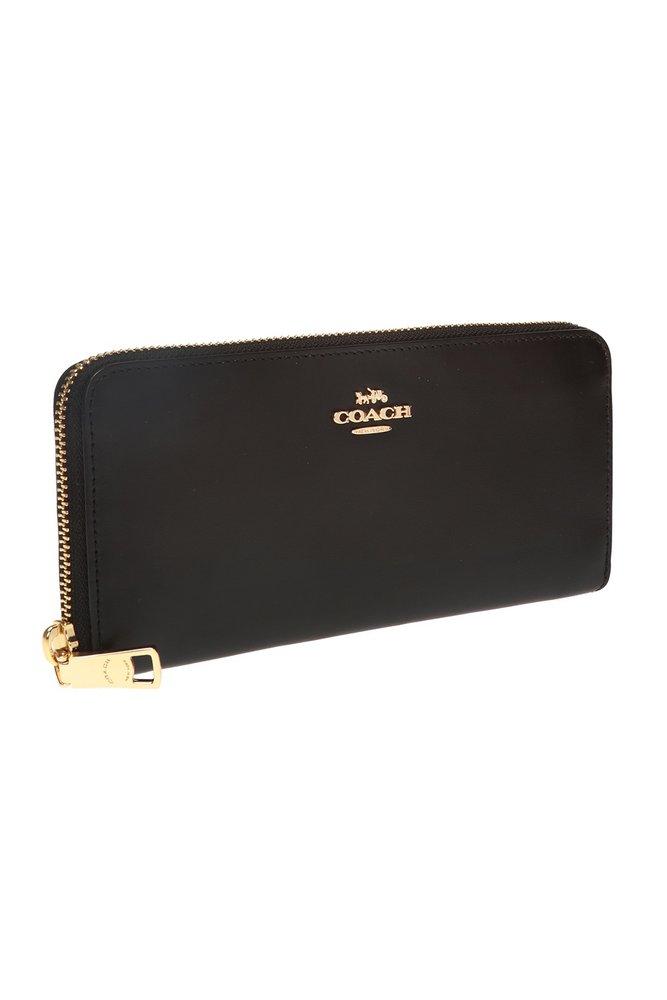 COACH Logo Plaque Zipped Wallet in Black | Lyst