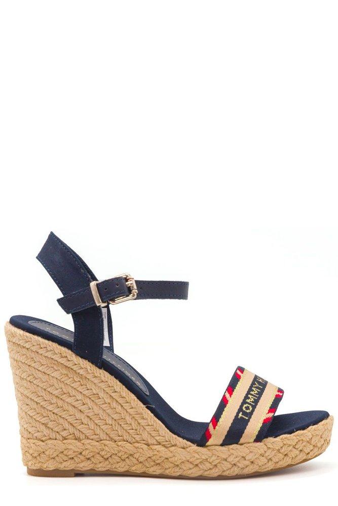 Tommy Hilfiger Logo Webbing High Heel Wedges in Blue | Lyst Australia