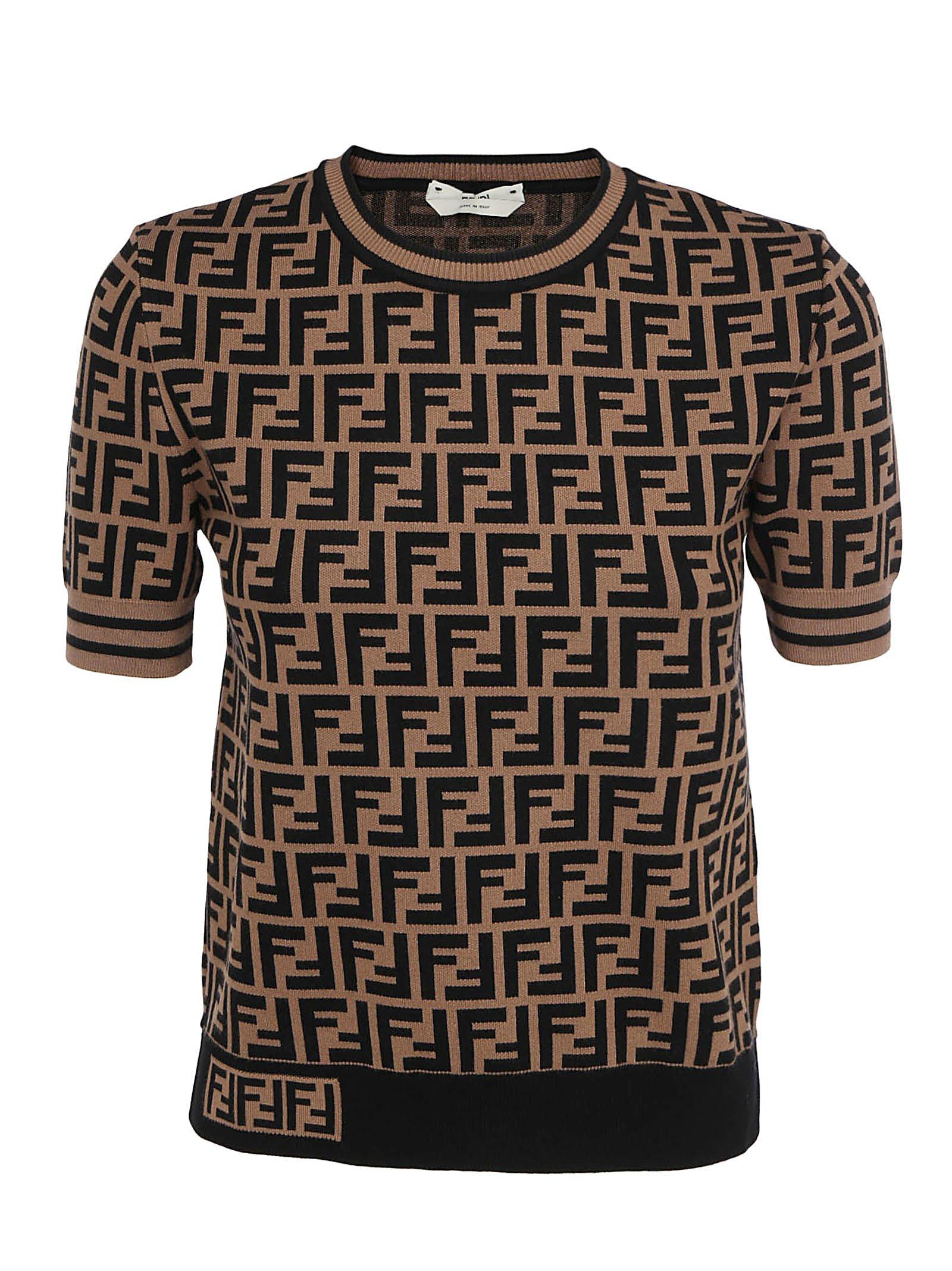 Fendi Synthetic Ff Motif Knitted Top in Brown - Lyst