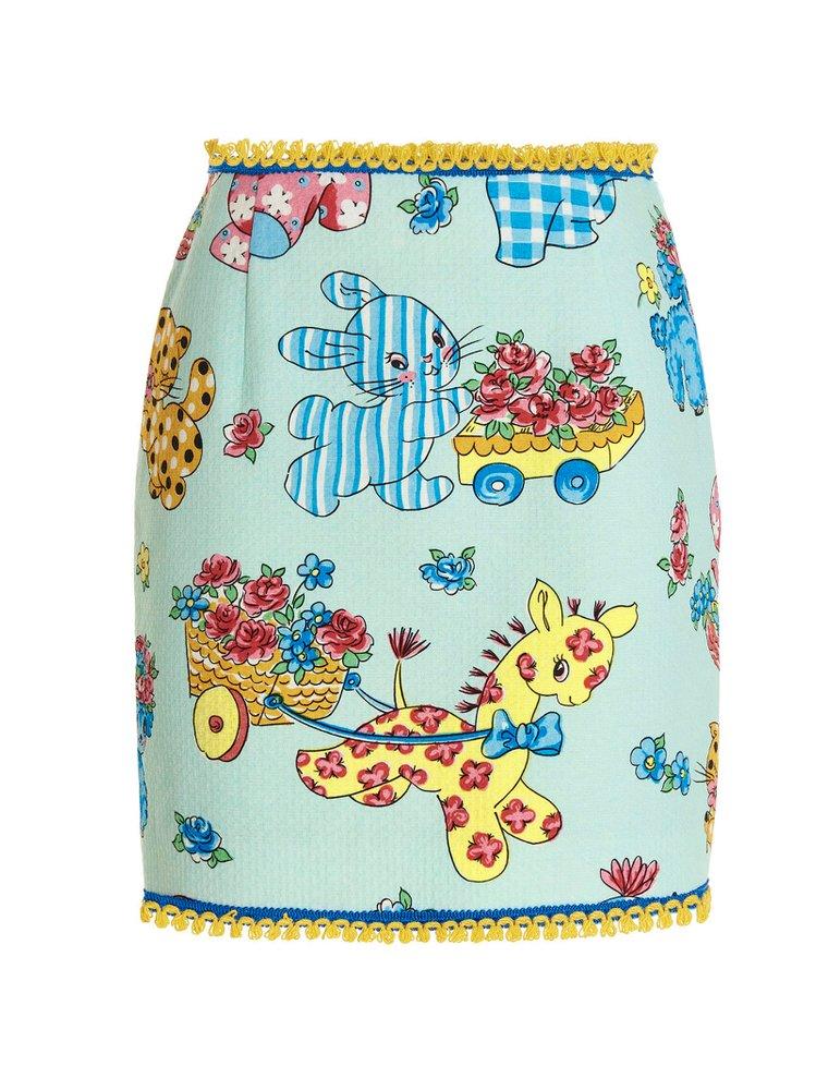 Moschino Calico Animals Piquet High Waist Mini Skirt in Blue | Lyst