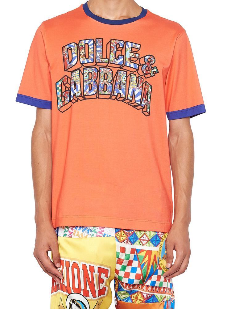 Dolce & Gabbana Cotton Logo Tshirt in Orange for Men Save 41 Lyst