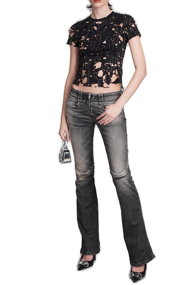 DIESEL Belthy 0jgal Panelled Bootcut Jeans in Grey | Lyst UK