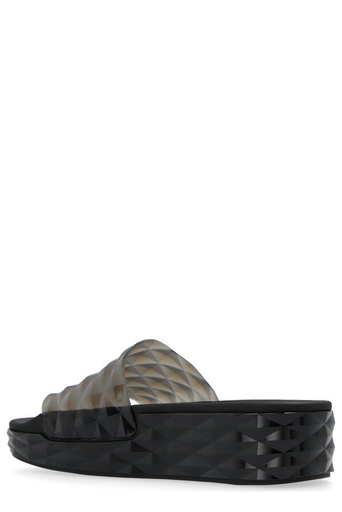Jimmy Choo V Diamond Platform Rubber Sliders in Black | Lyst