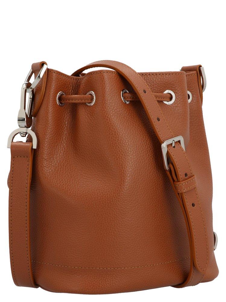 Longchamp Leather Bucket Bag - Brown Bucket Bags, Handbags - WL863454