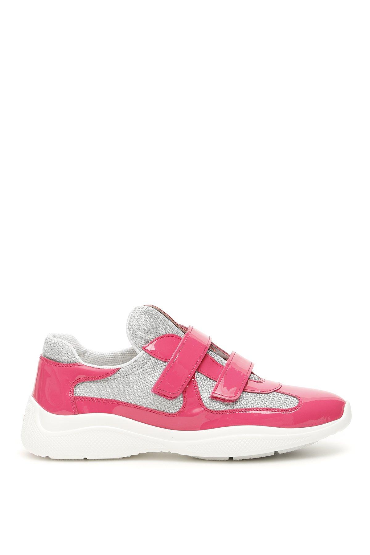 Prada Velcro Strap Contrasting Panelled Sneakers in Pink | Lyst