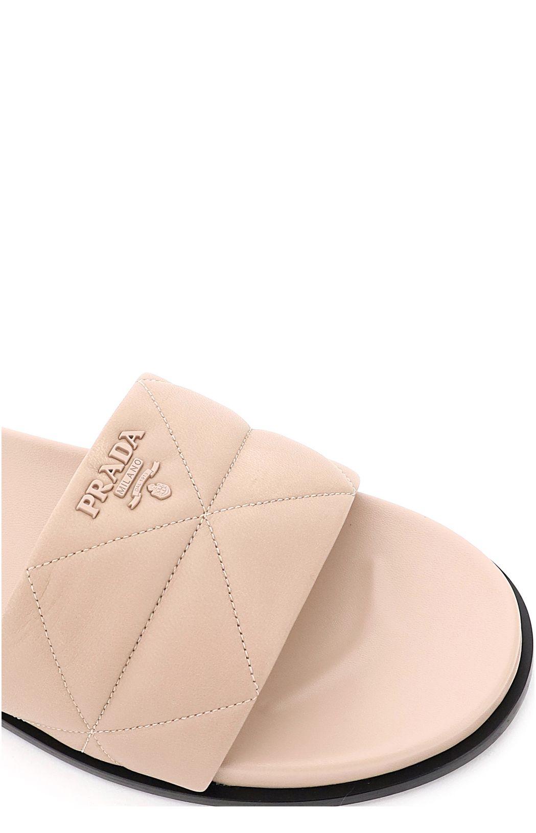 Prada Mules In Quilted Nappa 36 Leather in Beige (Pink) - Lyst