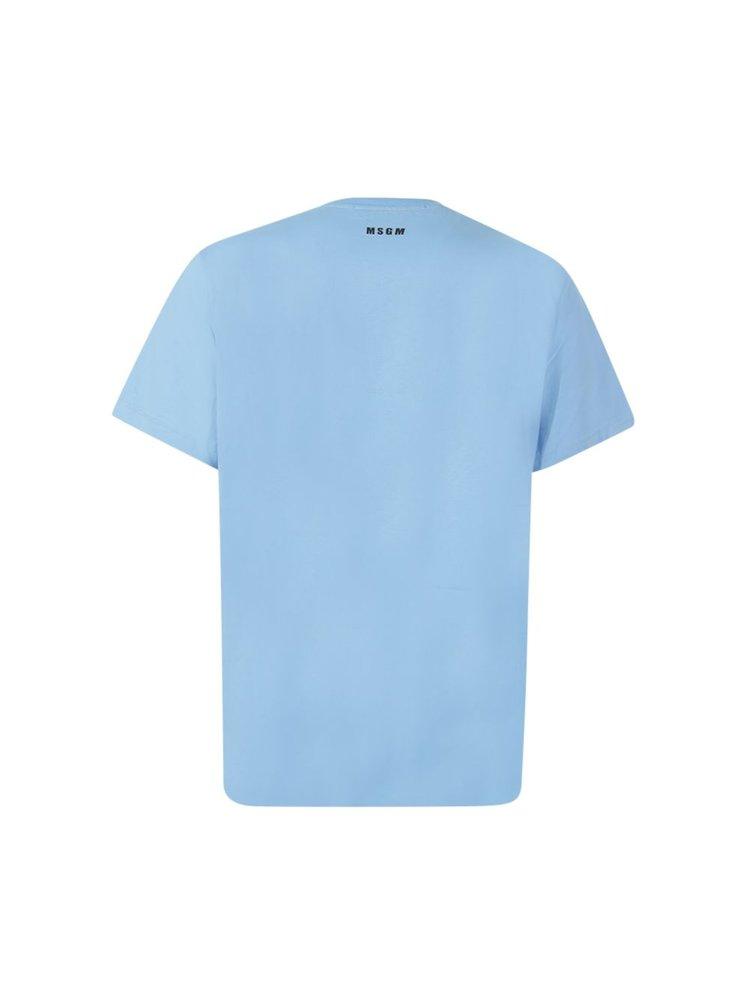 MSGM｜SHORT-SLEEVED ROUND NECK T-SHIRTS (3640MM118 24700 Jersey cotton T-shirt with 