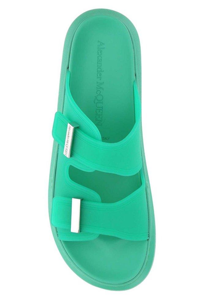 Alexander McQueen Double Buckle Strap Slides in Green for Men | Lyst