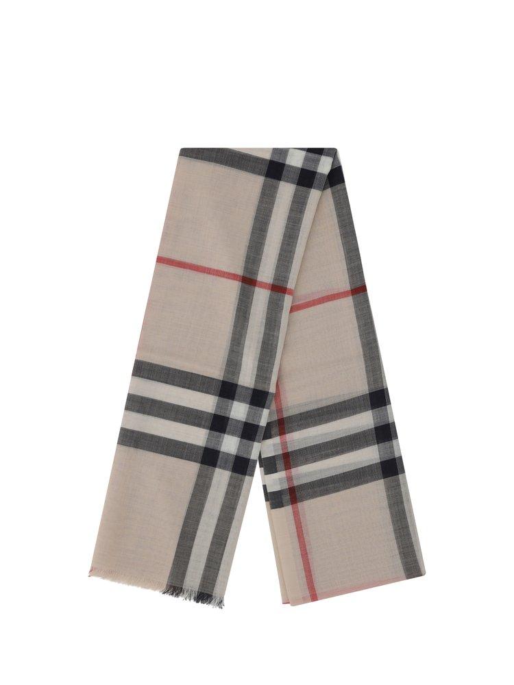 Burberry Giant Check Frayed-edge Scarf in Gray | Lyst
