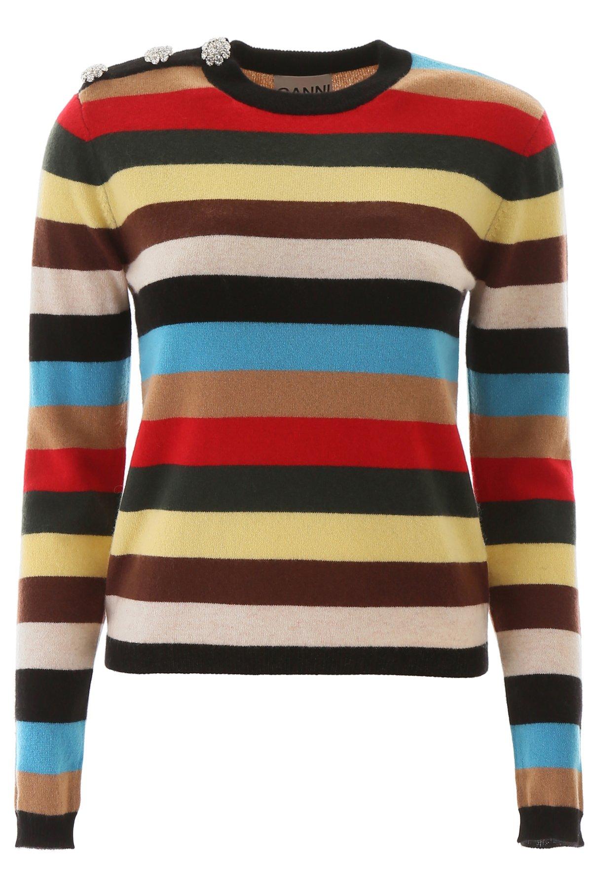 Ganni Cashmere Striped Pullover - Lyst