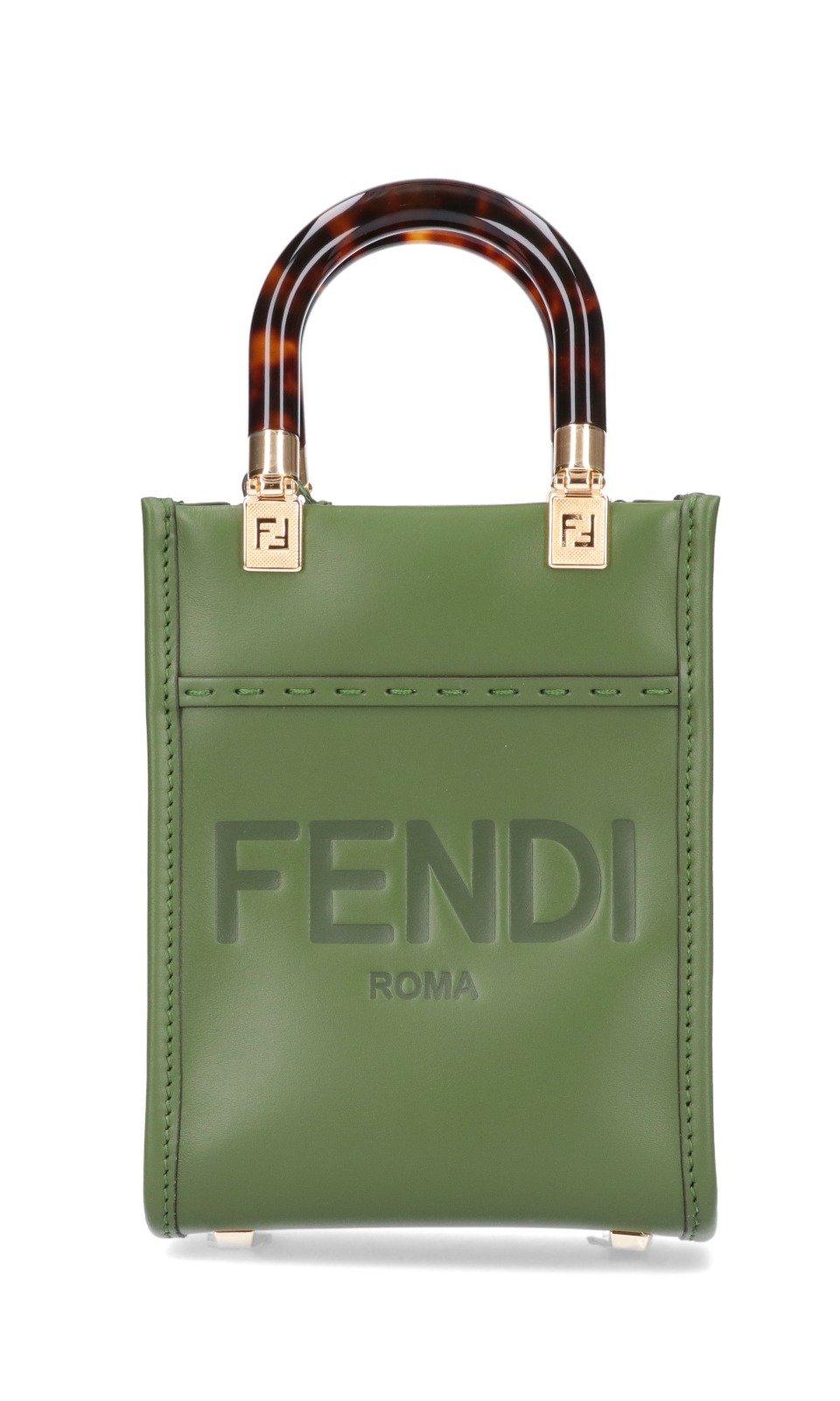 Fendi Logo Detailed Mini Sunshine Shopper Bag in Green | Lyst Australia