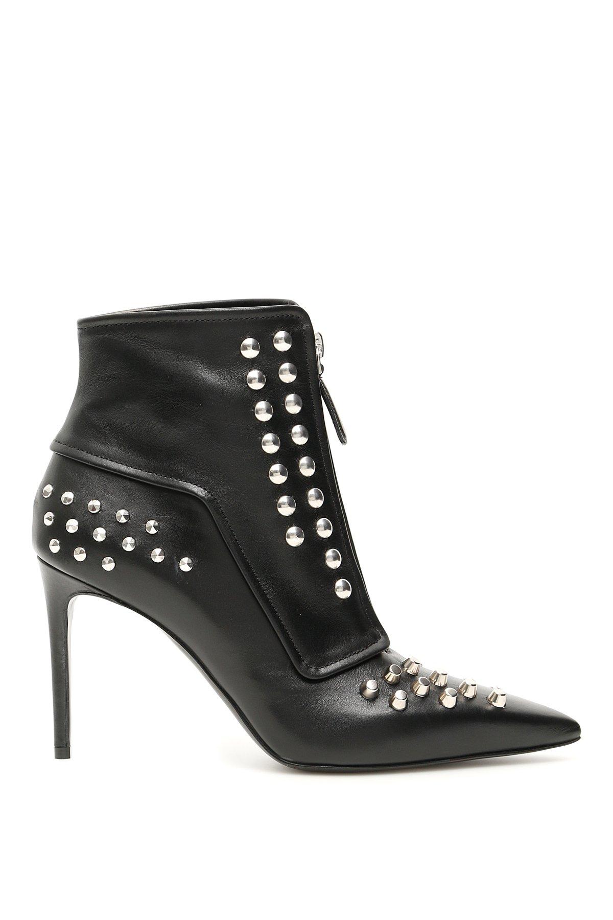 Alexander McQueen Leather Studded Ankle Boots in Black - Lyst