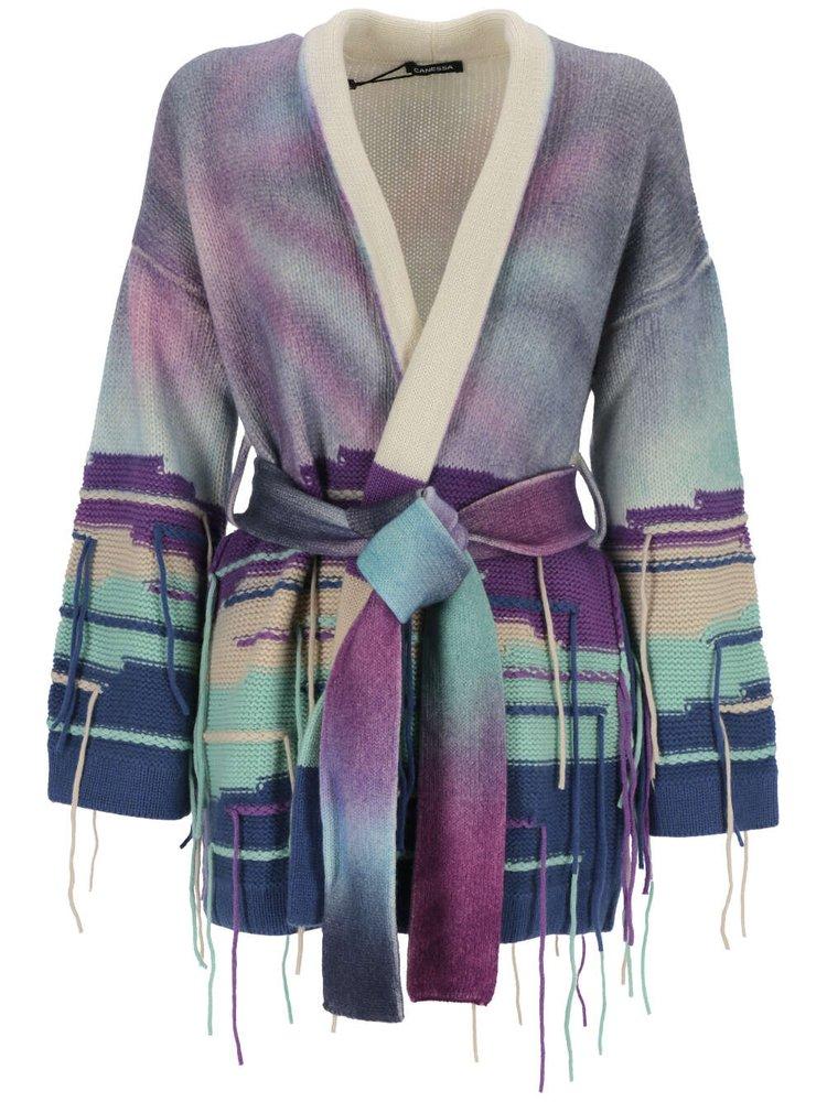 Barrie intarsia-knit round-neck cardigan - Blue