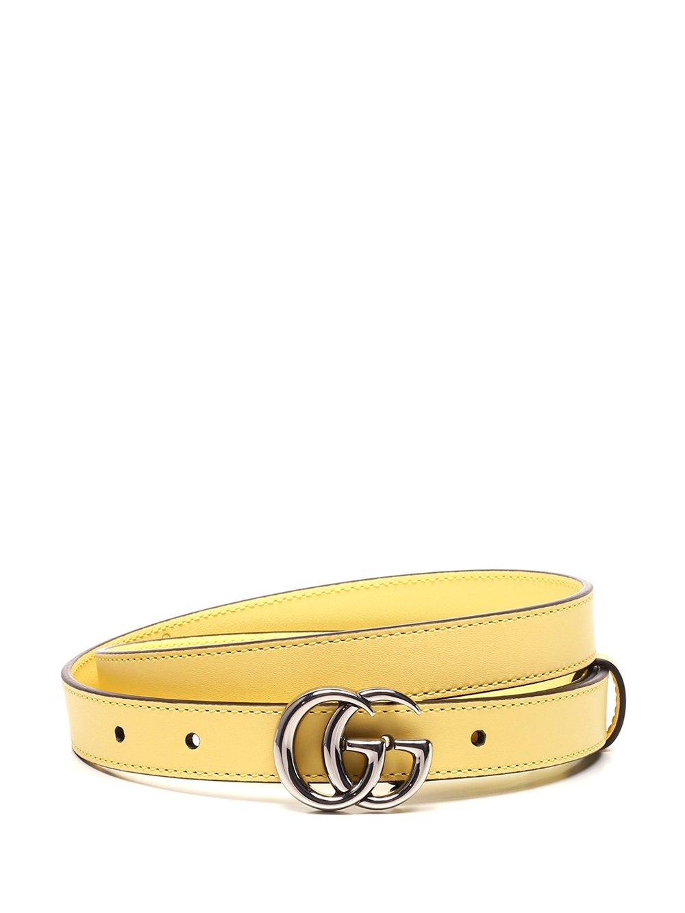 Gucci Thin Belt With Double G Buckle in Yellow | Lyst