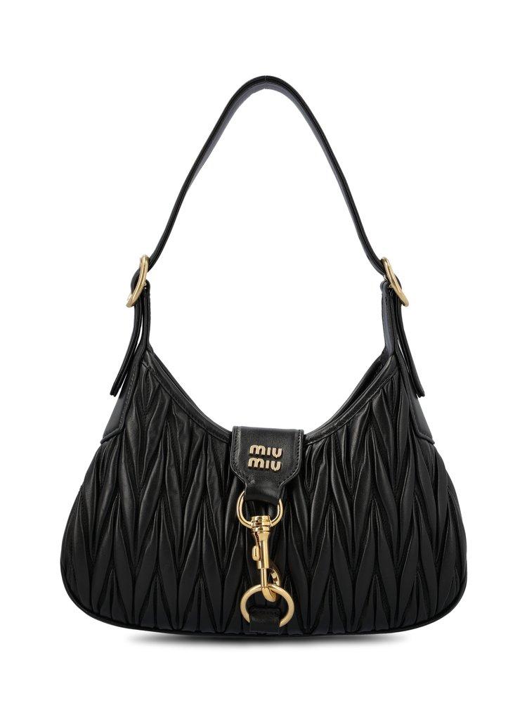 Miu Miu Logo lettering Shoulder Bag in Black Lyst