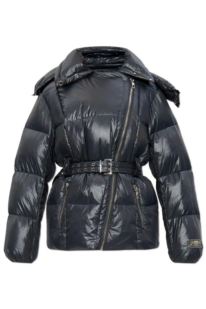 Ganni Hooded Puffer Jacket in Black | Lyst
