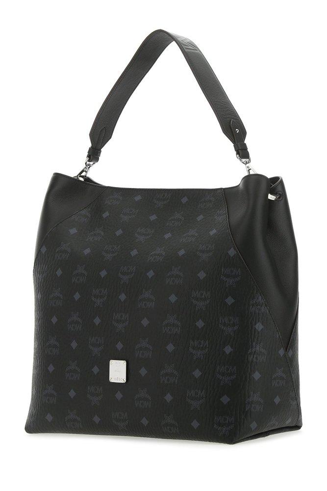 Womens Bags Shoulder bags MCM Leather Medium Klara Monogram Print Shoulder Bag in Black 