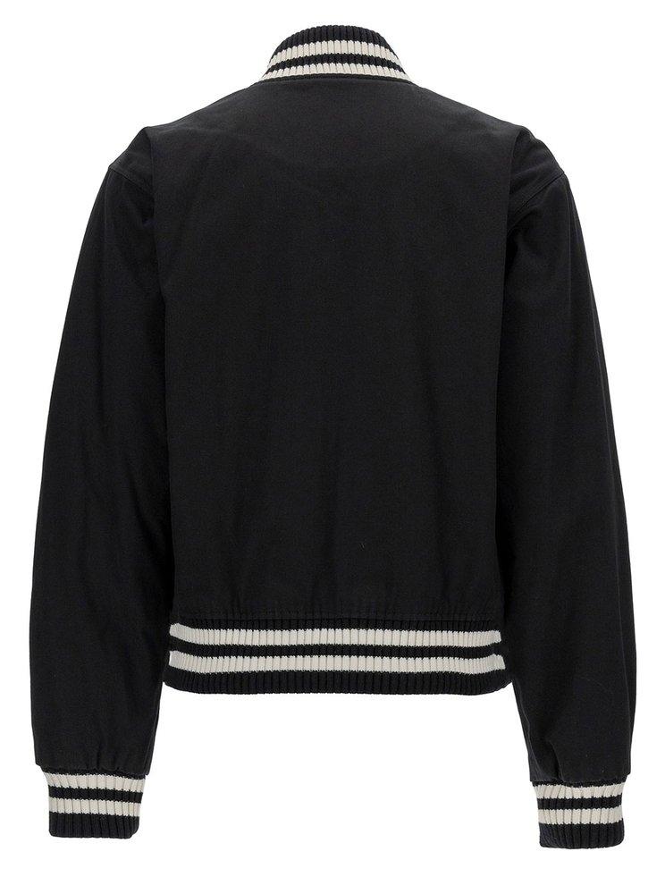 Maison Kitsuné Black Varsity Jacket With Fox Head Patch In Cotton