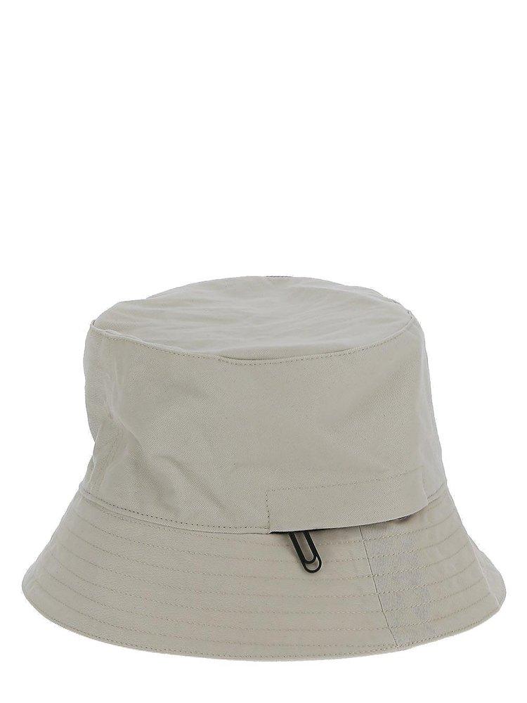 Logo Embroidered Bucket Hat in Beige 