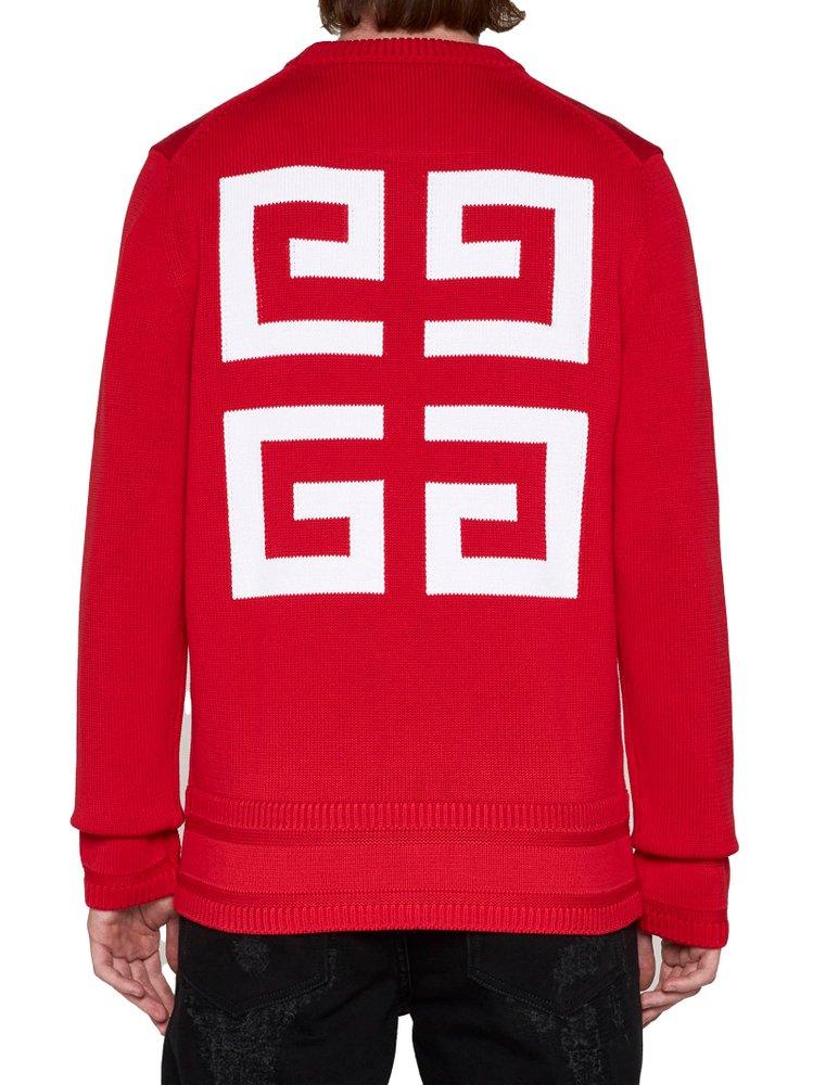 Givenchy 4g Logo Intarsia Knitted Crewneck Sweater in Red for Men 