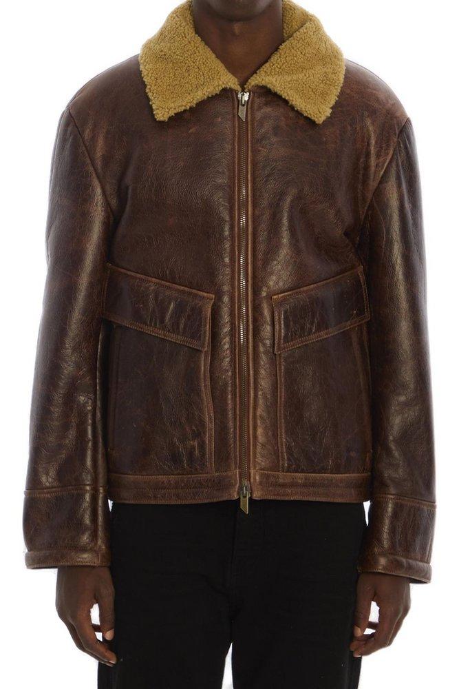ジャケット Salvatore Santoro Leather and shearling jacket Beige Salvatore Santoro Leather Jacket | Brown | FARFETCH TR