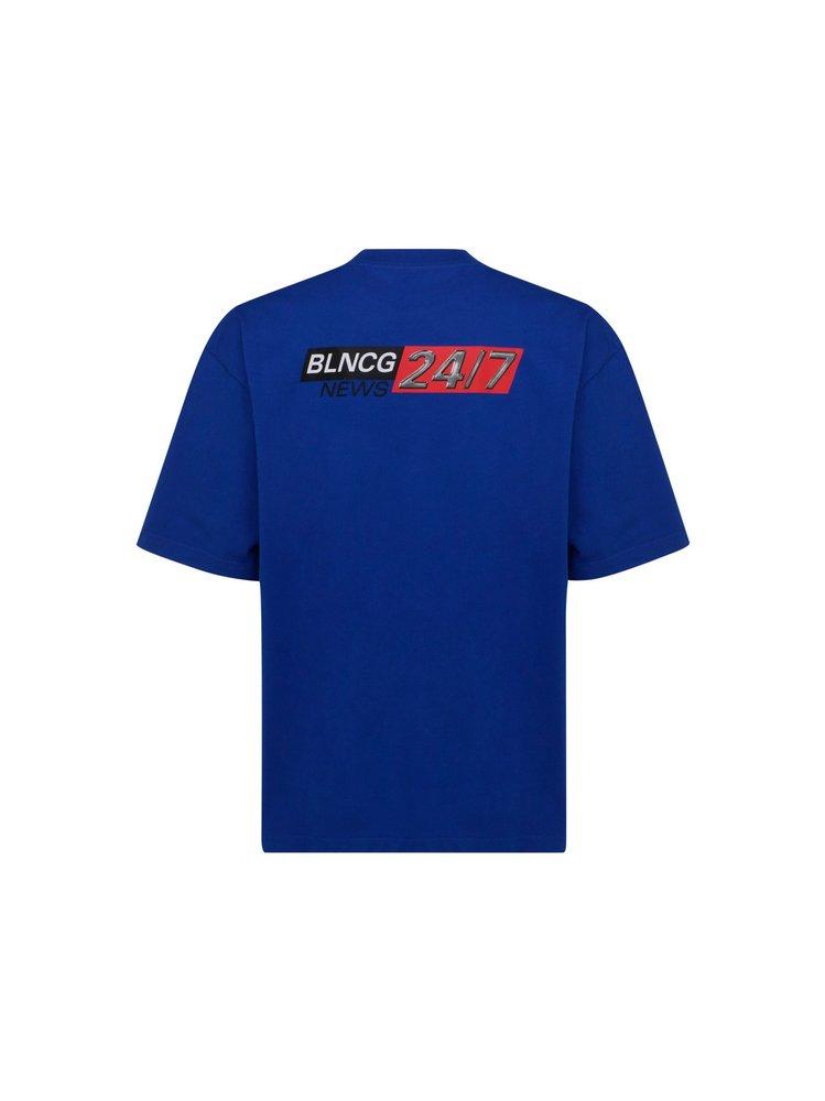 Balenciaga Blncg News Print T-shirt in Blue for Men | Lyst
