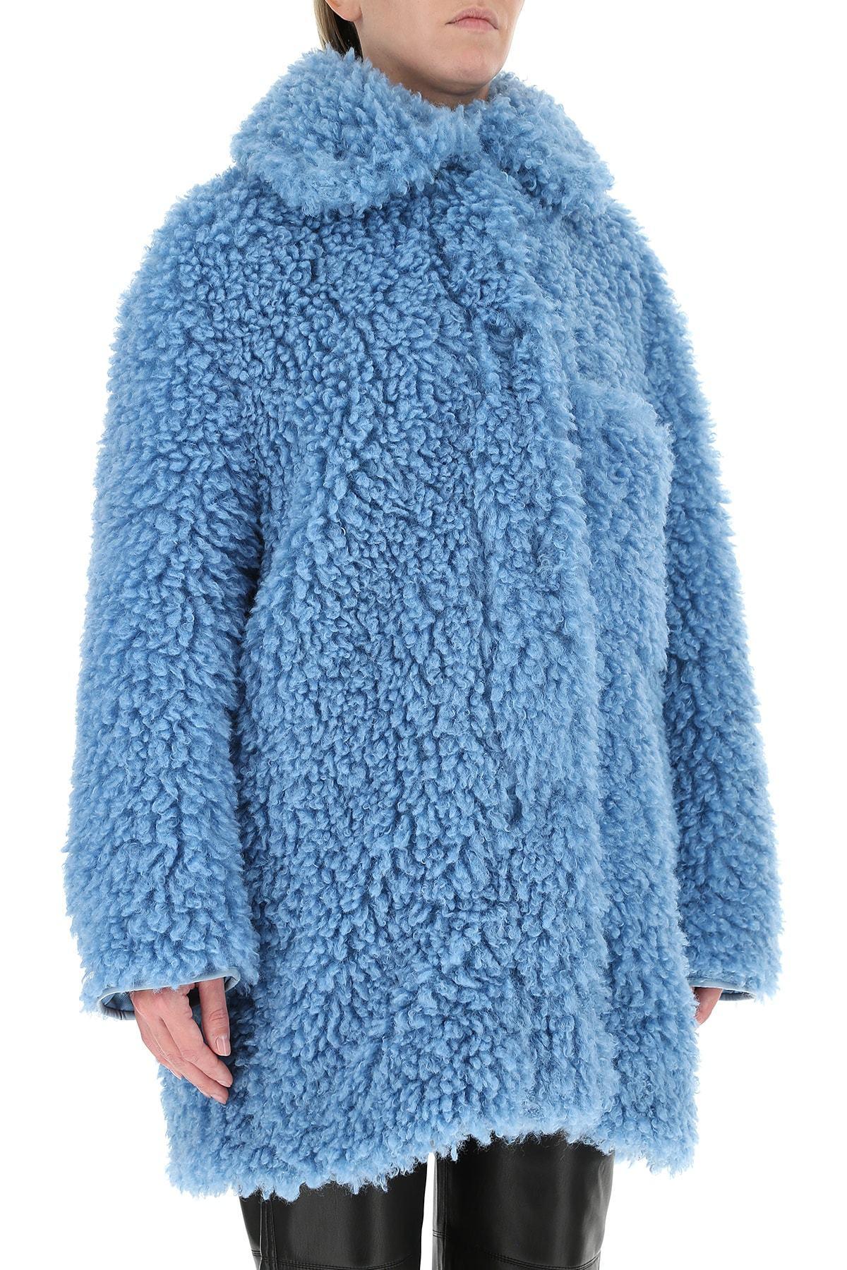 Stella McCartney Faux Fur Josephine Coat in Blue | Lyst