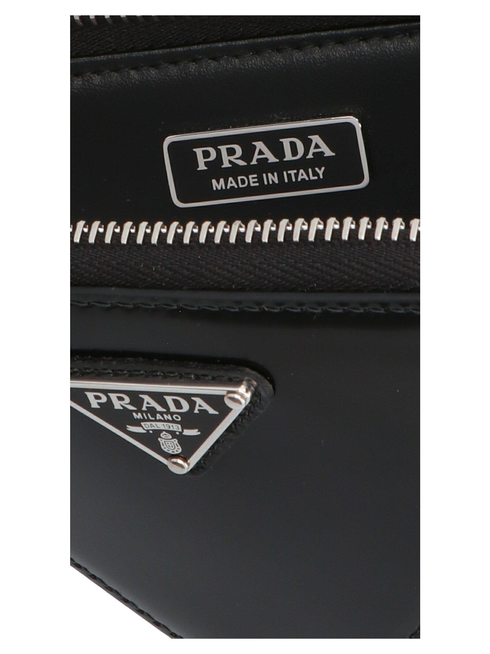 Prada Triangle Logo Mini Pouch in Black Lyst