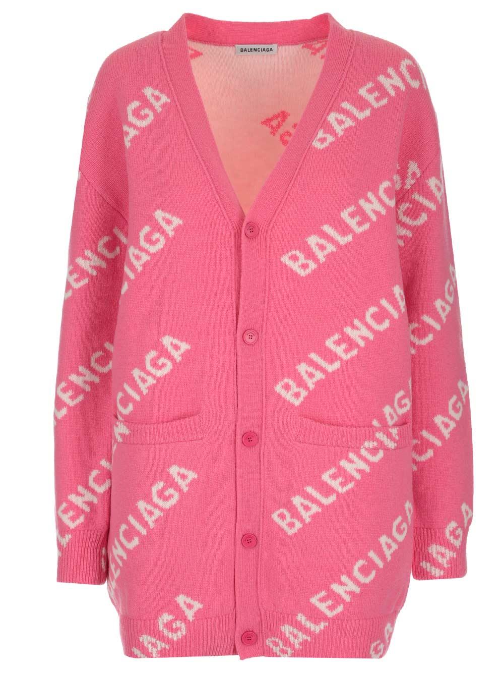 Balenciaga logo-intarsia jumper - Pink