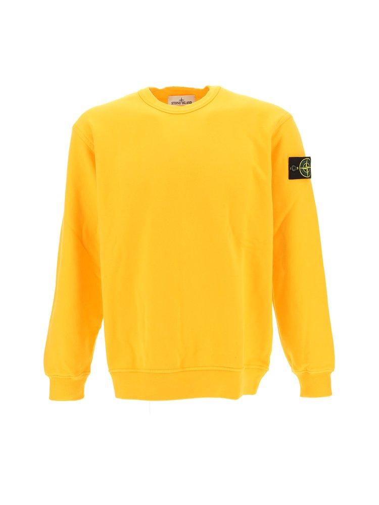 Stone Island Logo Patch Crewneck Sweatshirt in Yellow for Men | Lyst
