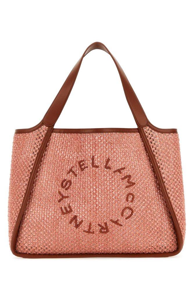 Stella McCartney Logo Embroidered Raffia Tote Bag in Pink | Lyst