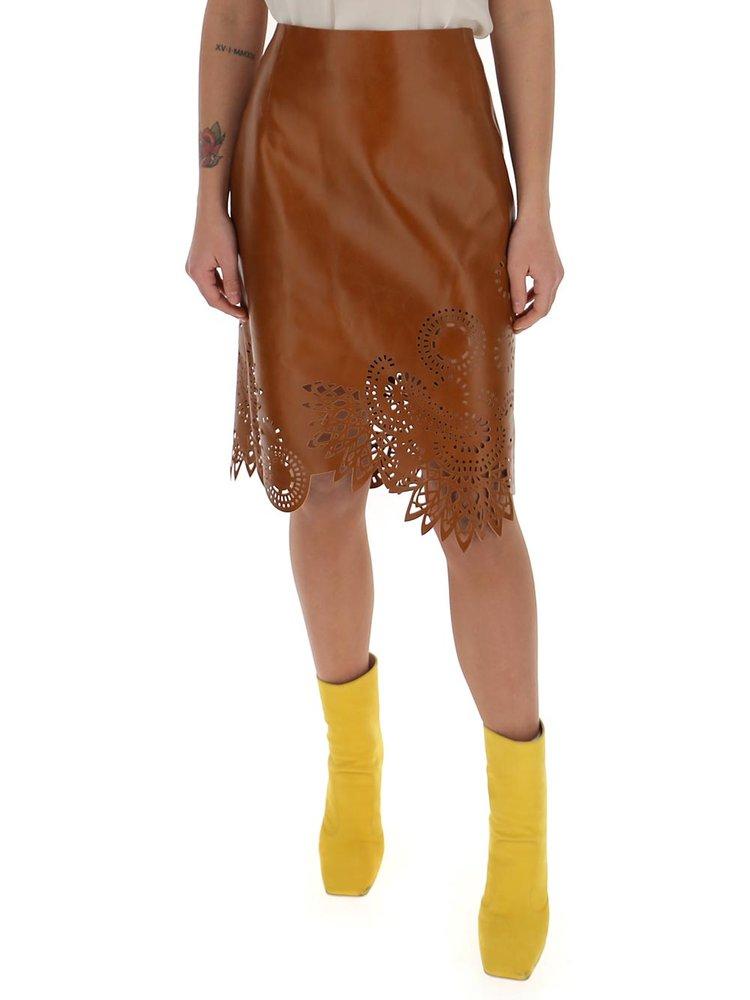 Dries Van Noten Cut out Detailed Leather Skirt in Brown Lyst