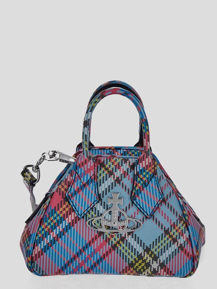 Vivienne Westwood Orb Plaque Checked Tote Bag in Blue | Lyst