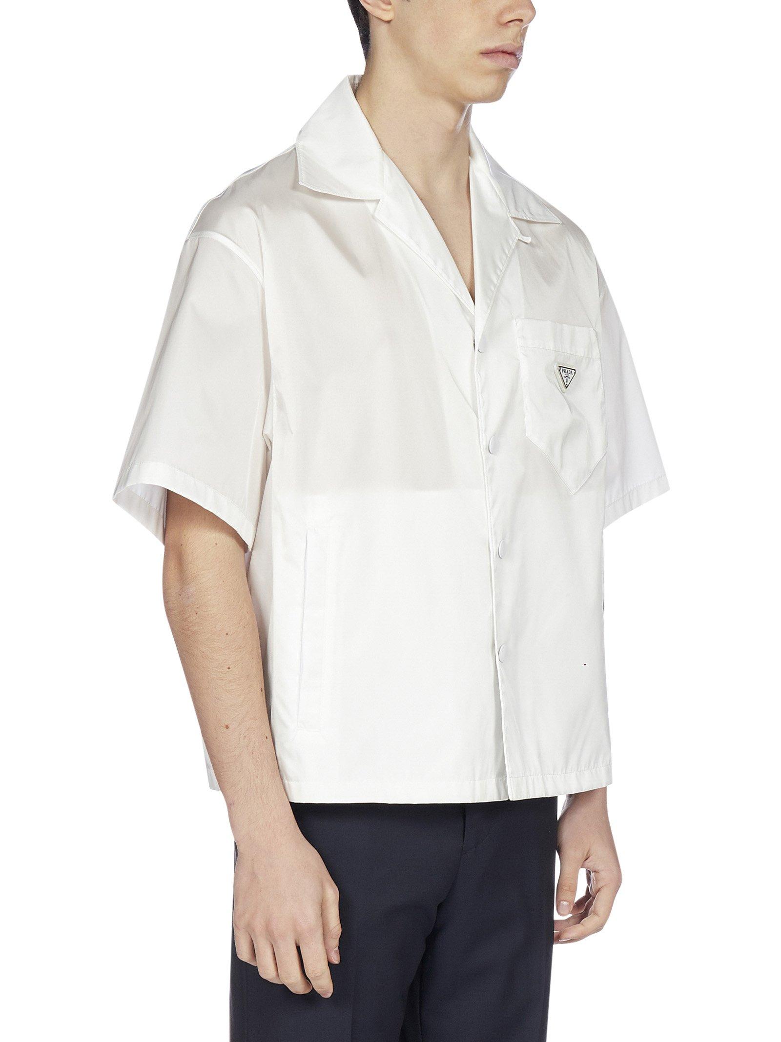 Prada Synthetic Re-nylon Short-sleeve Shirt in White for Men | Lyst
