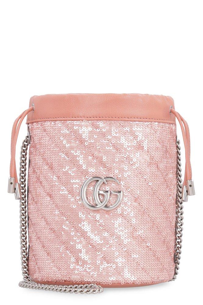 Gucci GG Marmont Bucket Bag Mini Light Pink in Leather with Antique  Gold-tone - US