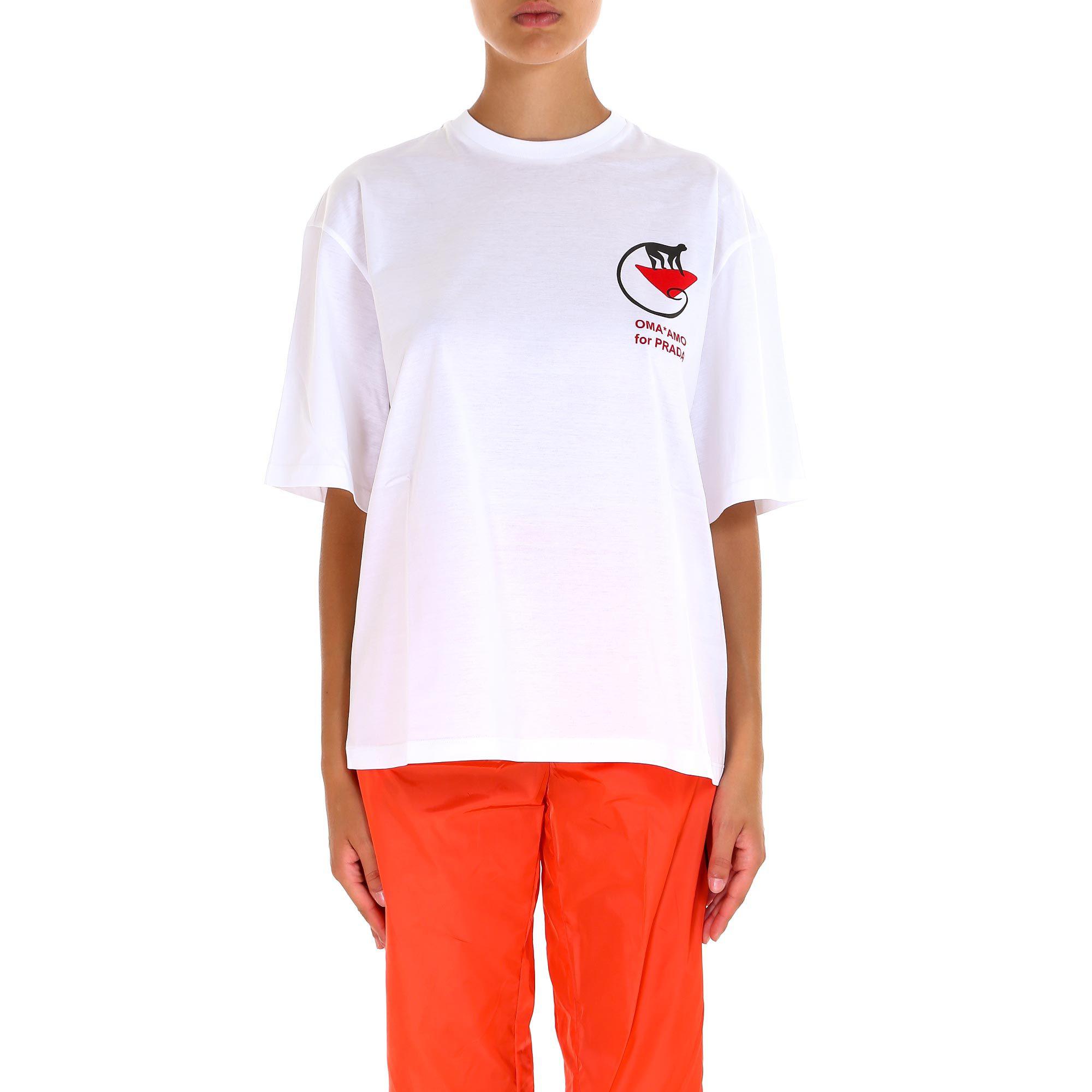 Prada Oma Amo For T-shirt in White | Lyst