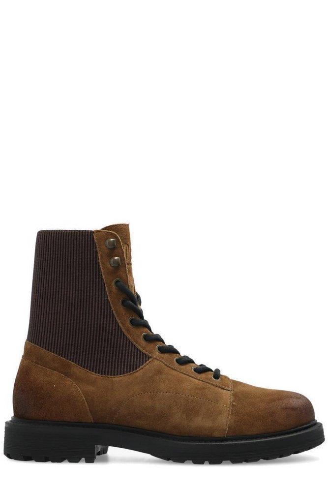 DIESEL D-alabhama Bt Ribbed-panel Combat Boots in Brown for Men | Lyst