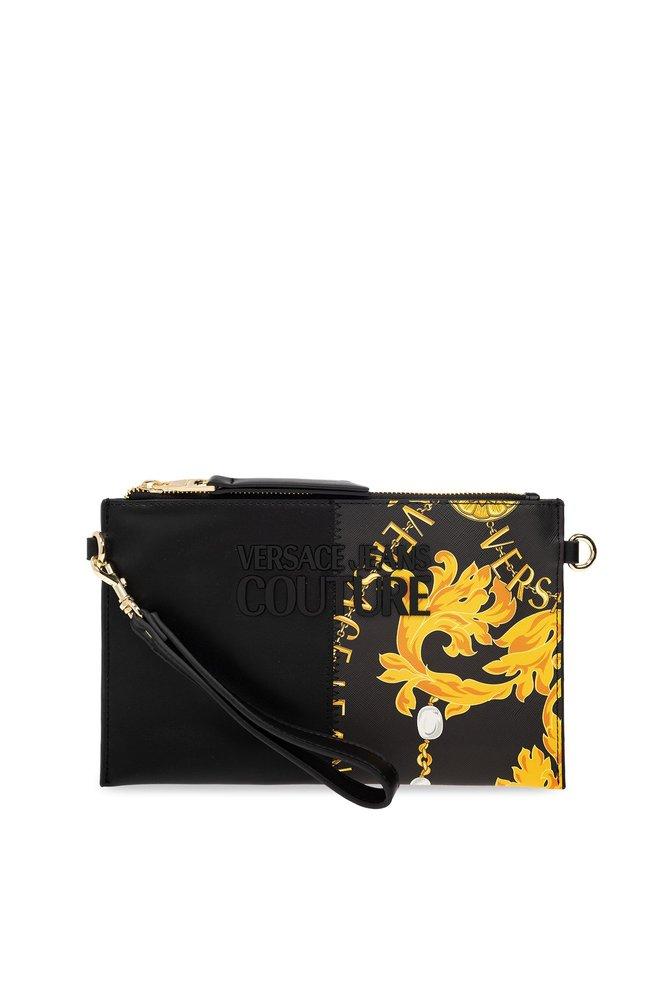 Versace Jeans Couture Baroque Printed Zipped Clutch Bag in Black | Lyst