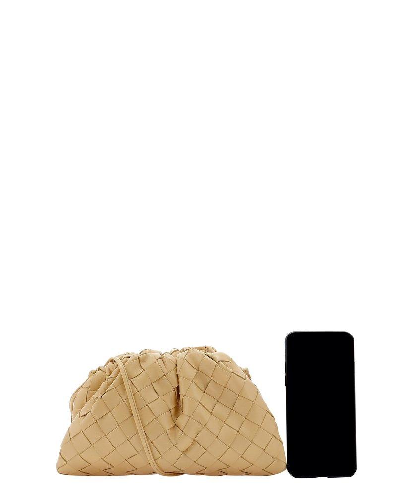 Pouch Mini Intrecciato Leather Clutch in Beige - Bottega Veneta